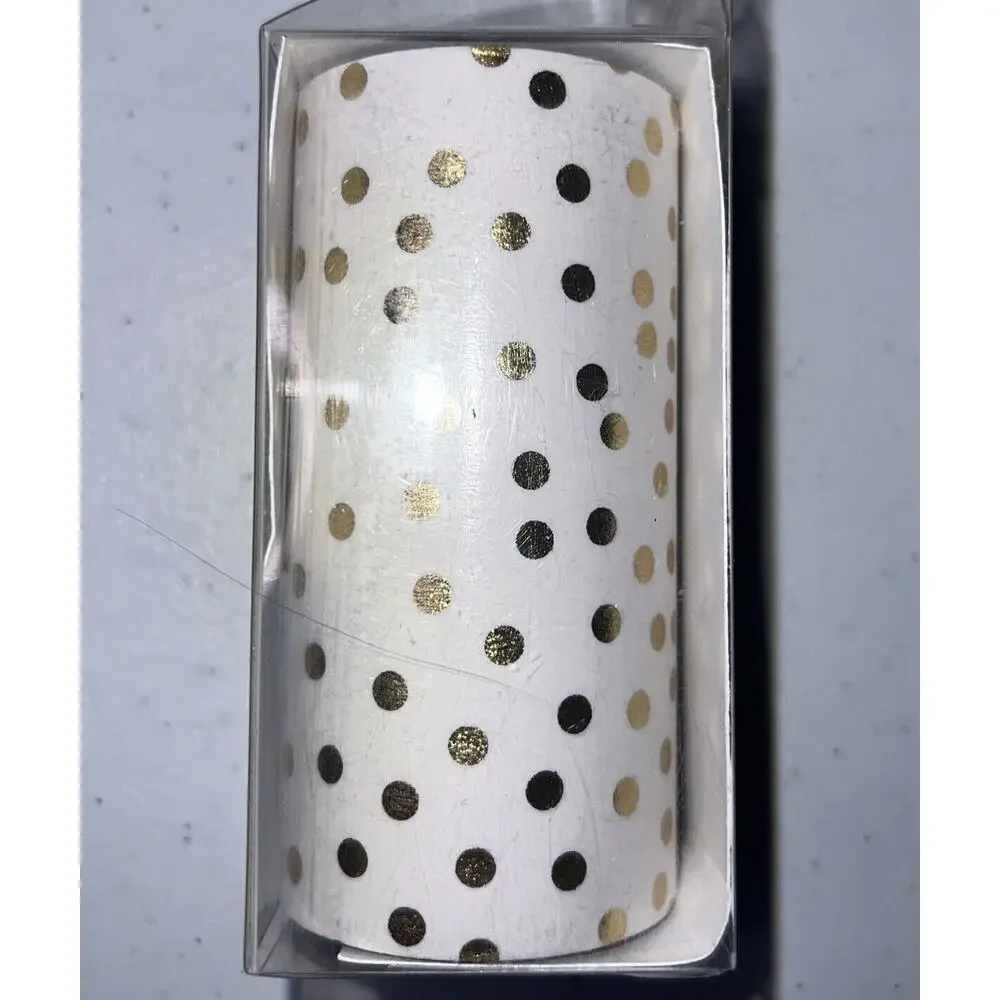 NIB Hazel & Ruby Decor Tape 4”x10’, Gold Polka Dot. On White For Crafts Design.‎